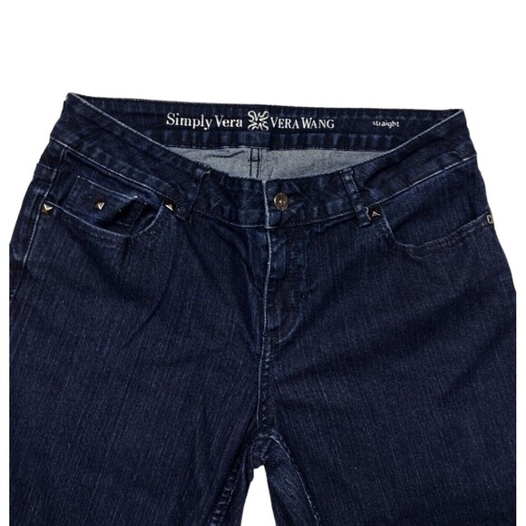 Simply Vera Vera Wang Womens Jeans Size 8 Blue Dark Denim Straight Mid Rise READ - Picture 2 of 5